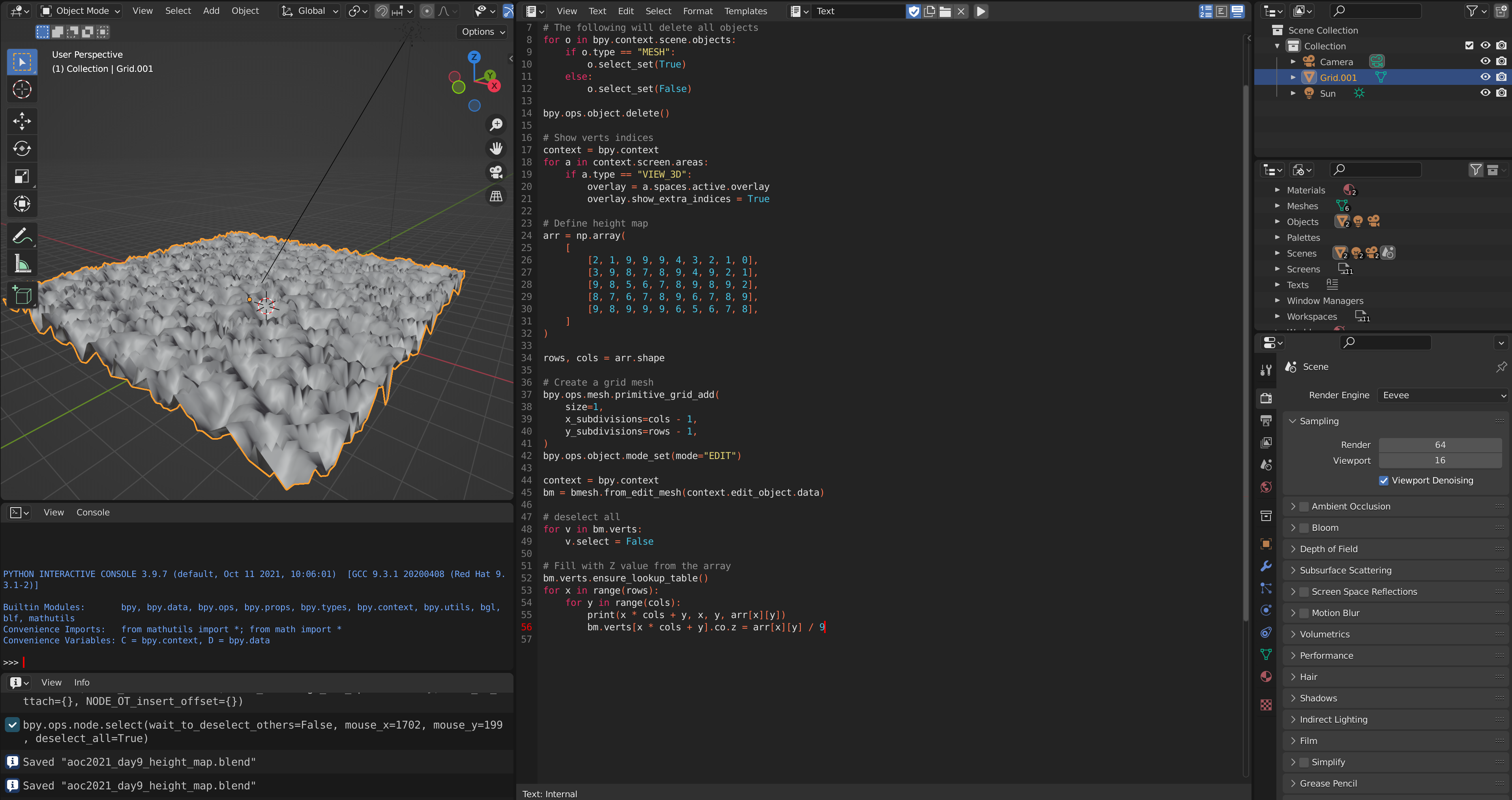 Blender scripting height map